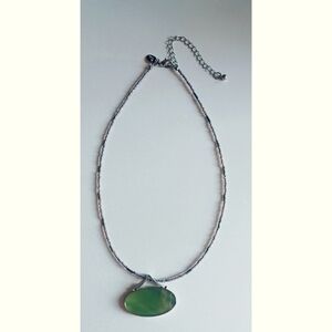 Lia Sophia Illusion Green Iridescent Mother of Pearl Oval Pendant Necklace